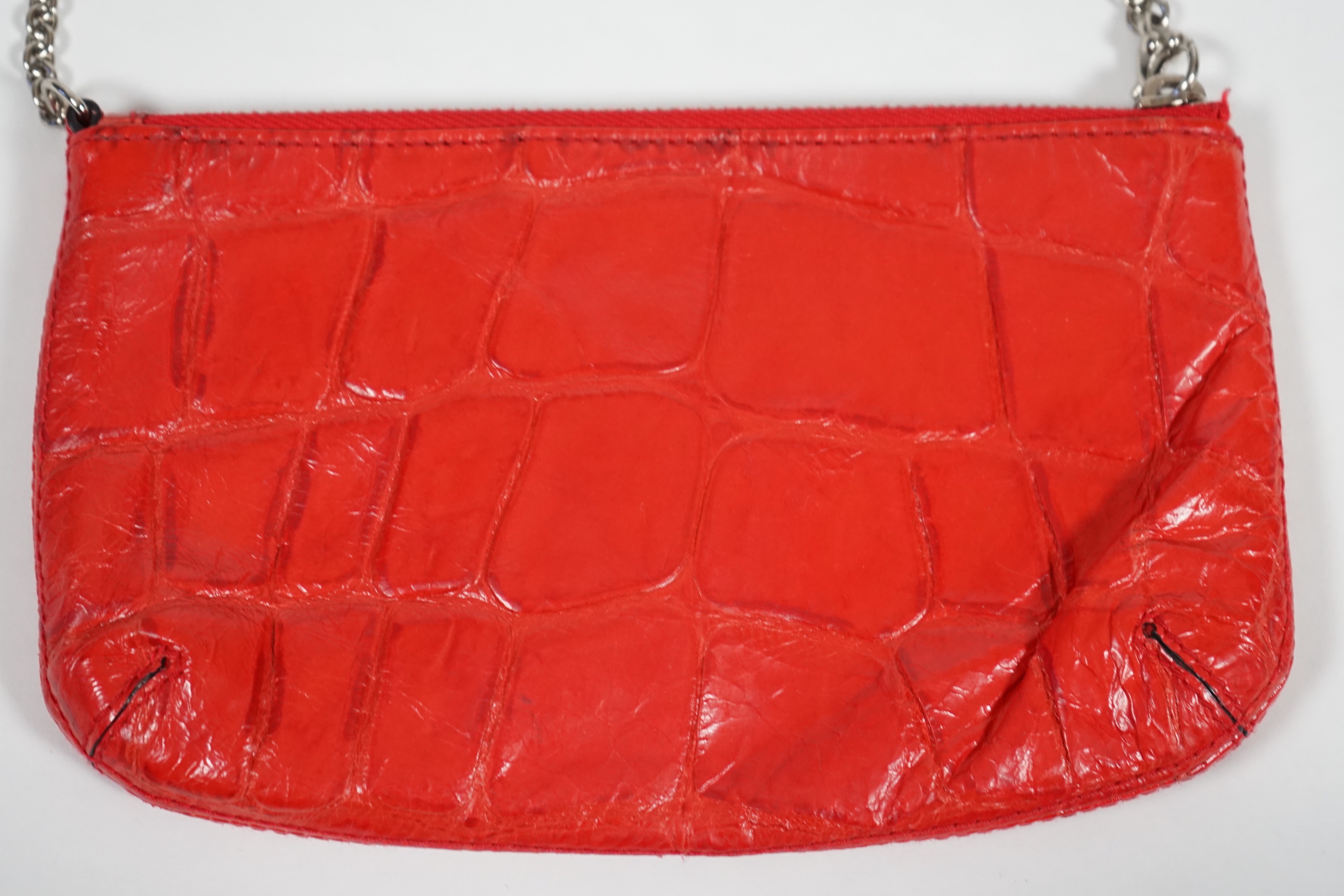 A Mulberry cherry red patent leather Charlie Pouch, width 20cm, height 13cm